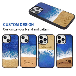 Funda de Madera Hecha a Mano para <span class=keywords><strong>iPhone</strong></span> 16 18, Madera Real y Resina, Diseño Único, Fundas para Teléfono con TPU Suave Antigolpes, Funda de Madera de Cerezo - Product Image 4