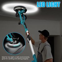 225B-ZD Ponceuse murale électrique à 6 vitesses variables (800-1800 tr/min) avec poignée extensible et lumière LED, pour plafonds et cloisons sèches
