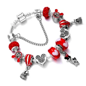 Nouveau Style Pan Dora rouge cristal verre dessin animé Bracelet bricolage Bracelet perlé femmes bijoux perles