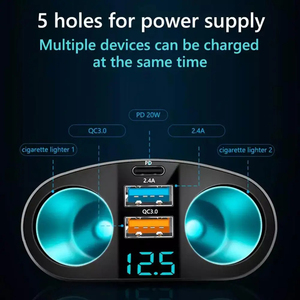 Nuevo divisor LED encendedor de cigarrillos cargadores rápidos y adaptador para <span class=keywords><strong>Iphone</strong></span> cargador portátil PD QC 3,0 cargador de teléfono de coche - Product Image 3