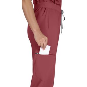 FOXA Women's Scrub Set V-Neck Top Cargo Pants <b>4</b>-Way Stretch Hospital Uniforms - Product Image 5