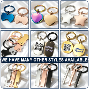 Llavero de Metal con colgante de etiqueta de texto ovalado personalizado profesional, etiquetas de nombre de perro en blanco de acero inoxidable, llaveros de código QR para grabado - Product Image 2