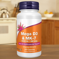 Complément Alimentaire Marque Blanche 180mcg K2 et MK7 5000 UI pour le Soutien Osseux, Cardiaque et Immunitaire, Vitamine D3 K2 B12 en Capsules Molles OEM