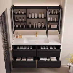 Luxurious Brown Bathroom Cabinet Smart <b>Mirror</b> Cabinet White Top Washbasin Suspended Cabinet Body - Product Image 6