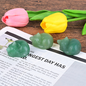 Hand Carved Natural Green Aventurine Sleeping Cat Figurine Polished Healing <b>Crystal</b> Kitten Statue <b>for</b> <b>Gift</b> - Product Image 6