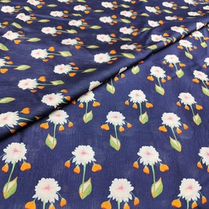 Tela de Seda Cruda Azul Elegante, Ligera, con Patrón Geométrico Abstracto, para Confección de Kurta, Blusas, Vestidos y Manualidades - Product Image 1