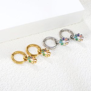 Flower <b>Stud</b> Earrings Zinc Alloy <b>Silver</b> Gold Color For Women Fashion Jewelry - Product Image 2