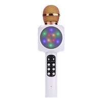 Microphone karaoké sans fil pour enfants 1816 avec lumières LED contrôlables, micro-haut-parleur portable 4-en-1