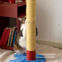 Jouet à gratter pour chat en forme de stylo, vertical, avec corde en sisal épaisse, base stable en bois et peluche, pour aiguiser les griffes, en carton