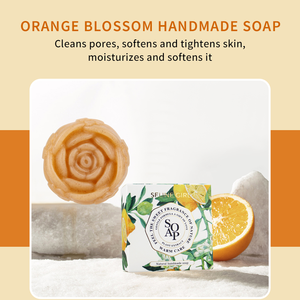 Savon artisanal à l'huile essentielle de pêche, de gardénia, de fleur d'oranger et de rose, <span class=keywords><strong>soin</strong></span> de la peau biologique, nourrissant, nettoyage <span class=keywords><strong>doux</strong></span> - Product Image 3