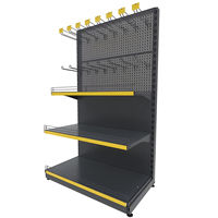 Gondole à panneaux perforés simple face sur mesure, étagère métallique robuste pour snacks et chips, rayonnage de supermarché avec étagères réglables