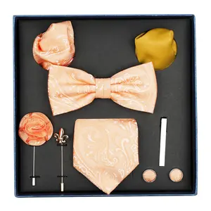 Dasi leher bisnis polos mode klasik untuk pria dasi leher pesta pernikahan dasi 8 buah Set kotak hadiah untuk pria