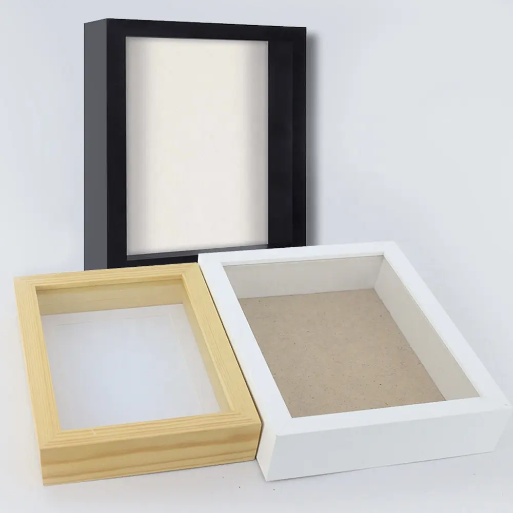 Bingkai Tampilan Medali Dalam 3d Putih Besar untuk Kotak Seni Perona Mata 12X12 Kotak Hitam Grosir dengan Linen