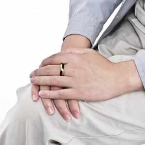 Geometric Two Tone Titanium Steel <b>Ring</b> Black With Blue Unisex Fashion Jewelry Index Finger <b>Ring</b> - Product Image 3