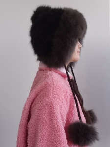 Chapeau en fourrure de <span class=keywords><strong>zibeline</strong></span> de haute qualité avec pompon en fourrure de renard, style Ushanka classique, en fourrure de vison véritable tissée pour femme - Product Image 5