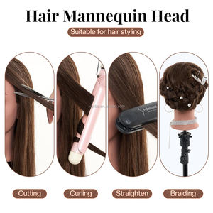 Cabeza de entrenamiento de peluquería profesional maniquí <span class=keywords><strong>Real</strong></span> para mujer corte de pelo trenzado blanqueamiento-humano sintético para modelado - Product Image 4