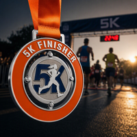 Médaille de Marathon Personnalisée 5K 10K, Médaille de Finisseur en Alliage de Zinc Or Argent Bronze, Récompense Sportive avec Ruban, Faible MOQ 2026