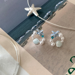 Elegantes Pendientes de Plata de Ley 925 para Niña, Hermosa Forma de Mariposa, Estrella, Concha, Perla, Engaste de Bisel, Joyería de Esmalte - Product Image 2