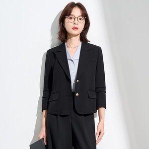 Women's Suit Set Solid Color Notched Lapel Polyester Woven Straight Fit Casual <b>Work</b> Commute College Interview Formal Wear - Product Image 3