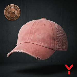 Gorra de Béisbol Estilo Dad Hat de Algodón Lavado Vintage, Color Rosa Empolvado, con Panel Lateral Desgarrado, Estilo Grunge Urbano, Corona Suave, Gorras Personalizadas - Product Image 1