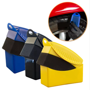 <b>Car</b> Wash Wheel Brush Plastic Handle Sponge Wax Applicator Detailing Accessory for Tire Polishing Auto Exterior Care - Product Image 1