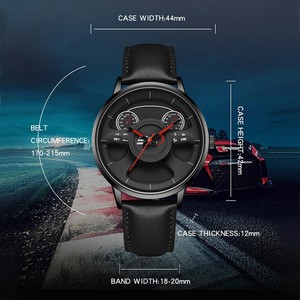 Reloj de Pulsera de Cuarzo Sanda 1138 para Hombre, Diseño Creativo con Esfera Hueca 3D en Forma de Volante, Resistente al Agua, Estilo Ejecutivo - Product Image 4