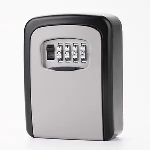 Caixa de chave combinação portátil com 4 dígitos, cartão de segurança de liga de alumínio, cartão de identificação, caixa de bloqueio de chave