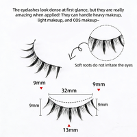 10 paires de faux cils style démon, naturels, mixtes, légers, maquillage thaïlandais, bande transparente