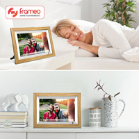 Marco de Fotos Digital Wifi Woden Frameo de 10.1 Pulgadas, Marcos Digitales Multicolor para Videos e Imágenes, con Carcasa de Madera