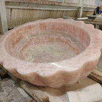 Baignoire en quartz rose naturel, baignoire moderne autoportante en marbre rose, baignoire en quartz rose