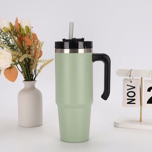 20oz 30oz Stainless Steel Car Travel <b>Tumbler</b> Vacuum Insulated <b>Cup</b> <b>With</b> Handle <b>Straw</b> for Iced Drinks - Product Image 1
