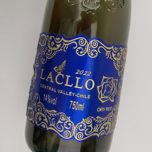 Printed Waterproof Adhesive 3d Embossed Electroplate <b>Chrome</b> Metal Wine Label Stickers for Wine Bottle <b>Box</b> - Product Image 4