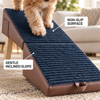 Rampe pliable de luxe pour animaux de compagnie, ottoman 2-en-1, escalier pour chien en bois massif, marches antidérapantes pour petits chiens et chats - Accessoire de canapé multifonctionnel