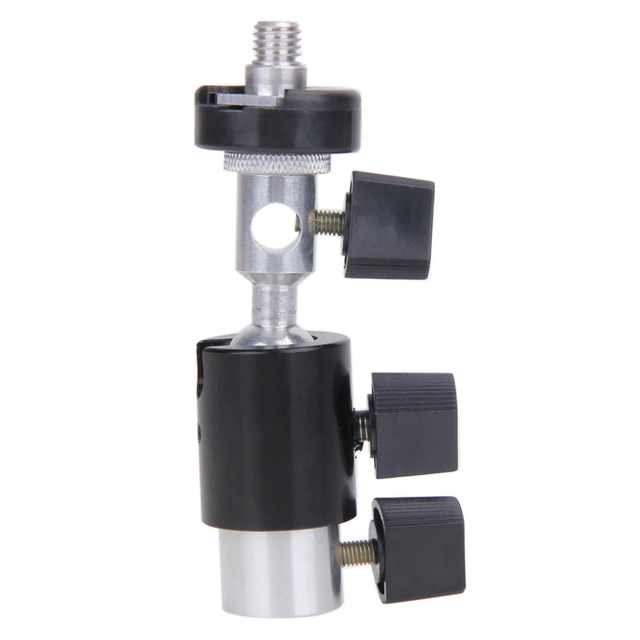 KAMPHO Universal Metal Flash Bracket Hot Shoe Speedlite Umbrella Holder Light Stand With 1/4" to 3/8" Screw Mount Swivel Adapter