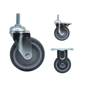 Manufacturer Industrial 2/2.5/3/4/5 Inch Castor Wheel Grey TPR Rubber Thread Stem Swivel Casters