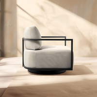 Fauteuil de salon d'extérieur en aluminium thermolaqué, moderne, imperméable, avec coussin à séchage rapide, pour hôtel et jardin