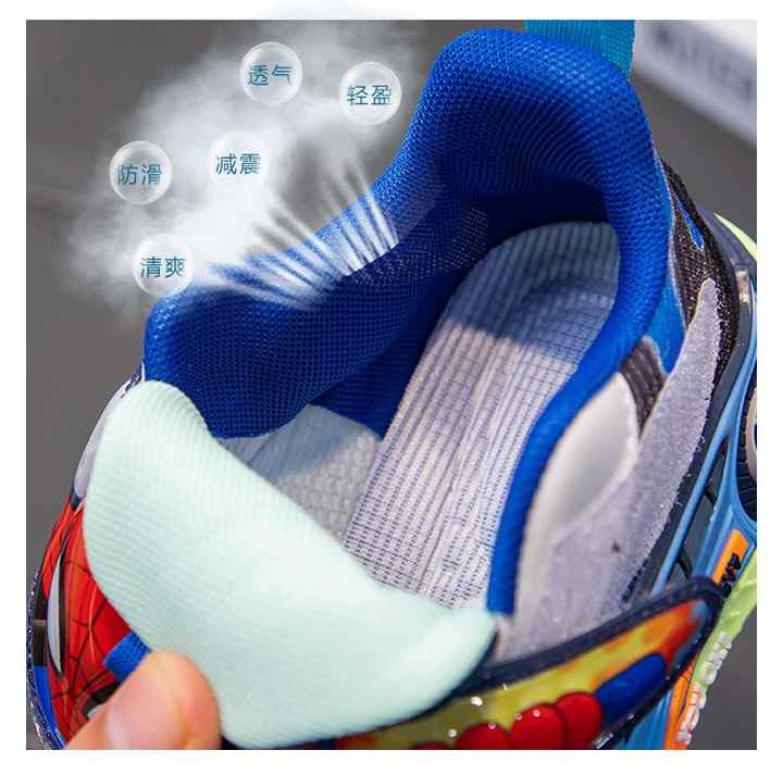 2025 Spring New Trendy Cartoon SpiderMan Sneakers Breathable Mesh Led