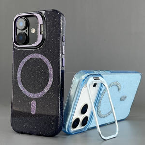 Funda Brillante de Lujo con Purpurina, Compatible con Carga Inalámbrica, con Soporte Oculto para <span class=keywords><strong>iPhone</strong></span> 17 16 15 14 <span class=keywords><strong>13</strong></span> Pro - Product Image 1