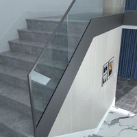 Seitlich Montiertes Rahmenloses Glas-Treppengeländer U-Kanal Innen/Außen Zementfreie Fundamentträger Aluminiumlegierung Schutzgeländer Balkon