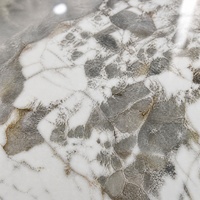 Nouvelle dalle de pierre frittée polie Pandora 1600x3200x15mm finition gris brun veine dorée pour la décoration intérieure des murs et sols de cuisine