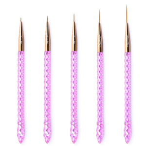 Ensemble de pinceaux à ongles en acrylique avec logo personnalisé, poils ovales en nylon, manche en plastique transparent rose, outil de manucure de précision - Product Image 1