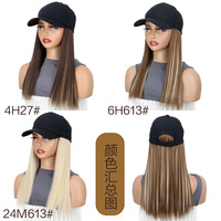Perruque bob européenne et américaine transfrontalière tout-en-un, sans lacets, cheveux raides, longueur clavicule, en fibre haute température, avec casquette de baseball
