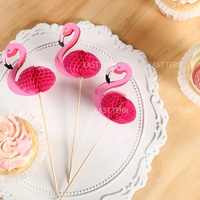 EASTTERN Topper de gâteau de fête d'été chaud le plus populaire avec ananas et motif nid d'abeille flamant rose pour la décoration de fête d'anniversaire Luau