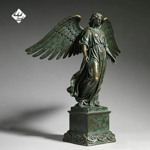 Sculpture en bronze grandeur nature de la déesse de la victoire aux ailes écartées, statue d'art métallique, décoration de jardin extérieur, cadeau - Product Image 1