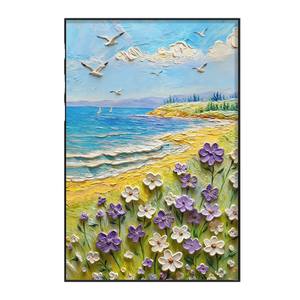 Pintura al Óleo Texturizada Pintada a Mano de la Aldea de Dafen, Olas de Viento Crema, Decoración de Sala de Estar, Paisaje Tridimensional Hecho a Mano - Product Image 5