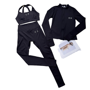 ชุดโยคะฤดูใบไม้ร่วง/ฤดูหนาว ชุดกีฬา แจ็คเก็ตปักลายซิป + เสื้อกั๊กบุนวม + กางเกงขายาว + 2 ชิ้น เอวยางยืด ป้องกันแบคทีเรีย - Product Image 4