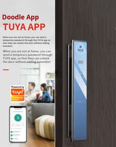 กุญแจล็อคประตูอัจฉริยะแบบไบโอเมตริกซ์ NFC พร้อมกล้องสำหรับประตูกระจกและประตูไม้ ปี 2025 ผลิตในจีน ทำจากอลูมิเนียมอัลลอยด์ รองรับแอป Tuya - Product Image 5