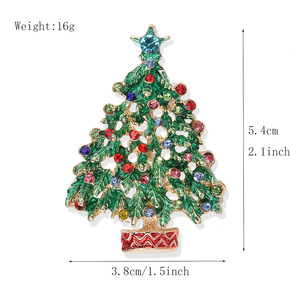 Broche Arbre de Noël avec Strass en Cristal, Alliage de Zinc Plaqué Or, Épingle Unisexe Tendance pour Décoration de Fêtes et Cadeau - Product Image 5