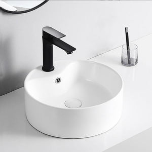 <span class=keywords><strong>Lavabo</strong></span> de baño redondo de encimera de diseño Original de Arte de cerámica blanca personalizado de fábrica para gabinete de baño - Product Image 1