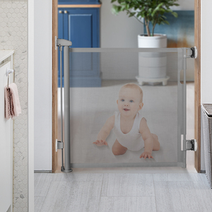Barrière de sécurité pour bébé sans perçage, barrière rétractable en maille PVC, barrière de sécurité pour bébé, installation murale par pression, barrière de sécurité pour <span class=keywords><strong>escalier</strong></span> - Product Image 3